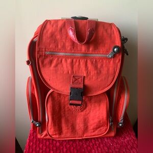 Kipling Alcatraz II red orange Nylon Large Rolling Carry On Wheeled Laptop Backp